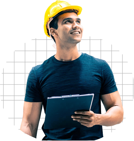 Engineering man wearing a helmet