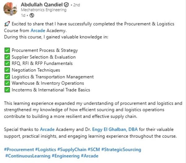 Procurement & Logistics Course Feedbacks